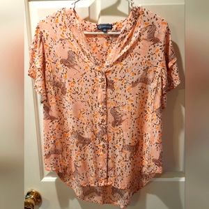 Democracy Flutter Sleeve Zebra Print Button Down Rayon Blouse size XS